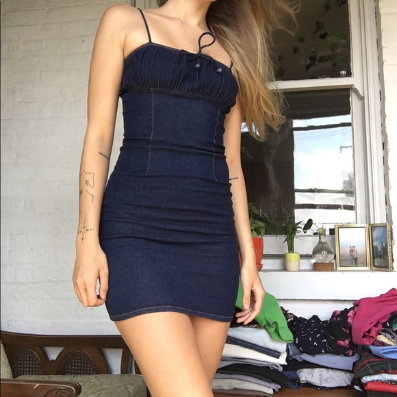 VINTAGE denim body con dress - Picture 1 of 4
